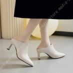 スクエアトゥ 本革 レザー 黒 ミュール サンダル ピンヒール 甲深 8cm ミュール シューズ ハイヒール ファッションサンダル ミュール パンプス かかとなし