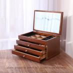 ショッピングknh 木製ジュエルケース アクセサリーケース ブラウン ジュエリーボックス 木製 宝石箱 アクセサリー ボックス ネックレス リング ピアス 収納 大容量