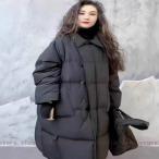 ベンチコート レディース 膝下 ダウンジャケット ハイネック ロング丈 ゆったり 中綿 フード付き 無地 防寒 アウター 通勤 秋冬 お出かけ 旅行 おしゃれ