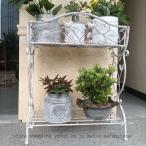 ショッピングプランター リーフ・プランタースタンド アイアン ガーデンラック スタンダードタイプ 2段 アンティーク ホワイト 菜園・花台・ガーデニング・ラック・プランター 花台