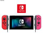 『中古即納』{Switch} (本体)マイニンテンドー限定 Nintendo Switch カスタマイズ Joy-Con(L) 赤/(R) ネオン桃 Joy-Conストラップ ブラック(HAC-S-KAYAA) 任天堂
