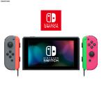 『中古即納』{Switch} (本体)マイニンテンドー限定 Nintendo Switch カスタマイズ Joy-Con(L) 灰/(R) ネオン桃 ストラップ ネオン赤/ネオン緑 任天堂