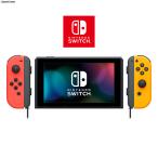 『中古即納』{Switch} (本体)マイニンテンドー限定 (新型)Nintendo Switch カスタマイズ Joy-Con(L) ネオン赤/ (R) ネオン橙 ストラップ 黒 任天堂