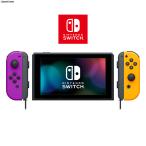 『中古即納』{Switch} (本体) マイニンテンドーストア限定 (新型)Nintendo Switch カスタマイズ Joy-Con(L) 蛍光紫/(R) 蛍光橙 Joy-Conストラップ 黒(20190830)