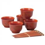 山中塗 根来汁椀揃(箸付) 2616　代引