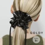 ドローストリング メタリック シュシュ GOLDY ゴールディ 6240750 goldy ヘアアクセサリー レディース ブルー カーキ ホワイト シルバー ブラック グレー