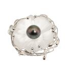 SV925タヒチパール水晶ブローチ...