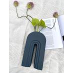 デザインフラワーベース ニュアンスフラワーベース 花びん 花瓶 一輪挿し フラワーベース U字 湾曲 セラミック ネイビー 紺 韓国 韓国雑貨 おしゃれ かわいい