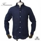 フィナモレ Finamore リネン シャツ 長袖 カッタウェイ セミワイドカラー 麻 メンズ ネイビー 紺 無地 イタリア ブランド 春夏 国内正規品