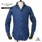 Maria Santangelo マリアサンタンジェロ デニム 長袖 ダンガリー シャツ メンズ MARCO DENIM1 背ダーツ カッタウェイ インディゴ イタリア 国内正規品 送料無料