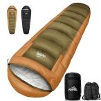 寝袋 冬用 マミー型 【両手出せる可能・230T防水】 シュラフ 1.8kg総重量 ‐18℃耐寒 コンパクト収納 保温性高い 登山 車中泊 避難用 ア