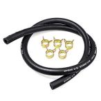 InduSKY 燃料ホース 内径10mm 外径17mm ガソリンホース 3層ホース 全長1M 耐油 耐圧 耐候 専用ホースクランプ 5個付き 自動車用