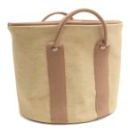  Hermes прачечная сумка парусина бежевый Brown HERMES