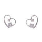 ピアス K10ホワイトゴールド オープンハートピアス キュービックジルコニア CZ K10WG 10金 10K シリコンキャッチ