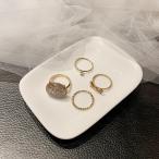 Yahoo! Yahoo!ショッピング(ヤフー ショッピング)【今だけ送料無料！売切れ御免】編み込み リング 4つセット ジルコン ストーン　