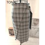【感謝価格】【TONAL】グレンチェックハイウエストスリットタイトスカート