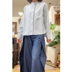 BLANC basque/ブラン バスクの ポリエステル ストライプ パールボタン シャツ【BB52-123】