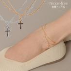 アンクレット 日本製  K18GP ゴールド シンプル クロス 2連 十字架 ゴールド レディース 送料無料