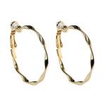 . покупка серьги большой ..K18GP никель свободный женский взрослый полимер обруч боль . нет Gold металл аллергия кручение ...3.5cm 2.5cm