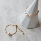 指輪 リング 日本製  チェーン ピンキー ピンキーリング アクセサリー フリーサイズ パール ブランド K18GP  重ね付け ゴールド