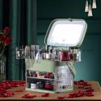 メイクボックス コスメボックス led鏡付き 化粧品収納 多機能 持ち運び 小物入れ 防塵 防水 美容 大容量 卓上収納 アクセサリー プレゼント