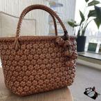 山葡萄 かごバッグ 浴衣バッグ 中 横長 巾着内袋 六角花編み 浴衣 かごバッグ かご バッグ カゴ バッグ 籠 レディース トートバッグ コンパクト