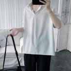 メンズシャツ 半袖 シャツ メンズ 夏 五分袖 プルオーバー 通学通勤 仕事 ビジネスシャツ 無地 カジュアルシャツ 白シャツ 黒シャツ お出かけ 簡単 かっこいい