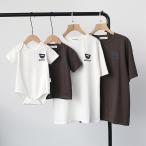 親子コーデ 春夏親子ペアルック親子ワンピース親子ペア親子お揃い熊柄 レディース半袖Tシャツ韓国風Tシャツブラウス女の子 男の子カジュアル 家族旅行