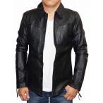 ショッピング細身 ハムネット HAMNETT 本革 シャツジャケット d07k2 黒  メンズ 細身 メンズ レザー 冬物 秋物 sale セール