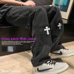  Cross patch Roo z распорка Denim брюки широкий Denim 10 знак джинсы ji- хлеб брюки багги Корея Street 