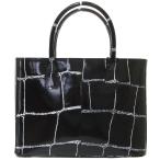 ショッピングエナメルバッグ AINECLORD エナメル革トートバッグ 黒F 521045B アイネックロード