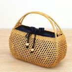 ベトナムラタン製 アジアン 半月型かごバッグ 巾着付き  ベトナム カゴバッグ かごバッグ  夏バッグ