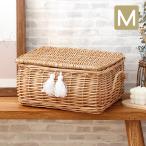 タッセル付きぽってりフタ付きバスケットM /おもちゃ箱 収納バスケット かご フタ 収納かご おむつ収納 収納ボックス 収納ケース おしゃれ