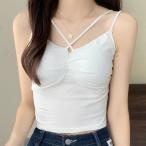 フロントギャザー クロスストラップ カップ付き クロップド キャミソール 女性 レディース 下着 肌着 インナー トップス ブラジャー ハー