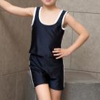 女児 セパレート スクール水着 ガールズ 女子 UPF50+生地の仕様 シンプル ノースリーブ トップス ハーフパンツ 上下セット 女の子