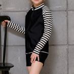 女児 長袖 前ジッパー セパレート スクール水着 ガールズ 女子UPF50+生地の仕様 ハーフパンツ ラッシュガード 女の子 小学生 水着