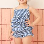 女児 ストライプ フリルス付きワンピース スクール水着 ガールズ 女子 UPF50+生地の仕様 シンプル 女の子 水着 小学生 ジュニア 1