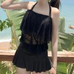 ホルターネック ティアード レース タンキニ スイムウエア 女性 レディース ビキニ セットアップ 水着 夏 サマー キャミソール 可愛い