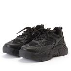 ソリッドカラー メッシュ ドッキング レースアップ アグリーシューズ 女性 レディース 靴 スニーカー 春 夏 秋 冬 通気性 ボリューム