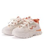 ショッピング厚底 カラーライン厚底メッシュレースアップスニーカー 女性 レディース シューズ 靴 紐 凹凸 厚底 ローカット ボリューム やわらか 女性らしい