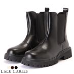 ショートブーツ スムース サイドゴア フェイクレザー 太ヒール ショート ブーツ 厚底 レディース ヒール シンプル 秋 冬 歩きやすい