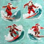 USA хлопок Surfing Santas( серфинг солнечный ta) Santa Claus aqua si- подбородок g ткань QT Fabrics(QT ткань s)31191-Q