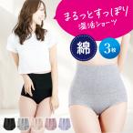 [3枚セット] ハイウエスト ショーツ レディース リブ 超ハイウエストショーツ パンツ 女性 下着 深履き