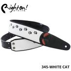 Right On! STRAPS WHITE CAT ギターストラップ ホワイトキャット 猫柄 猫の足跡 肉球 シンプル かわいい 合皮 マイクロファイバー