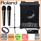 ワイヤレスマイク２本簡易PAセット　スピーカー出力30W　Roland 多目的アンプ CM-30 ワイヤレスマイクセット