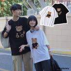 ペアルック カップル シャツ クマ柄 可愛い カップル お揃い 夏 韓国 カップル ペアルック シンプル トップス ペア カジュアル きれいめ カップル おそろい ユニ