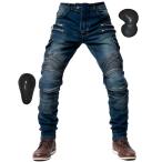 Size:M_Color:ブルー [RENHE] バイク用パンツ メンズ ライディングパンツ プロテクター ライダースパンツ 春秋 バイクズボン デニム レーシングパンツ オールシ