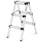 Color: серебряный _Size: три уровень RIKADE стремянка 3 уровень .. aluminium стремянка складной Mini легкий .... стремянка легкий безопасность подножка aluminium три уровень стремянка складной подножка 