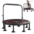 Size:40インチ トランポリン 室内 八本足【全鋼構造 静音設計 高弾力 手すり付き】 子供大人兼用 手すり3段階調節 トレーニング エクササイズ あそび 家庭用 耐