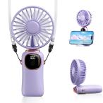 Color:XY88- лиловый портативный вентилятор [2025* промышленные круги кожа новый проект *3way использование * складной ] мощный популярный мобильный вентилятор маленький размер в наличии / шея ../ настольный USB заряжающийся максимальный 20 час работа 5 уровень 